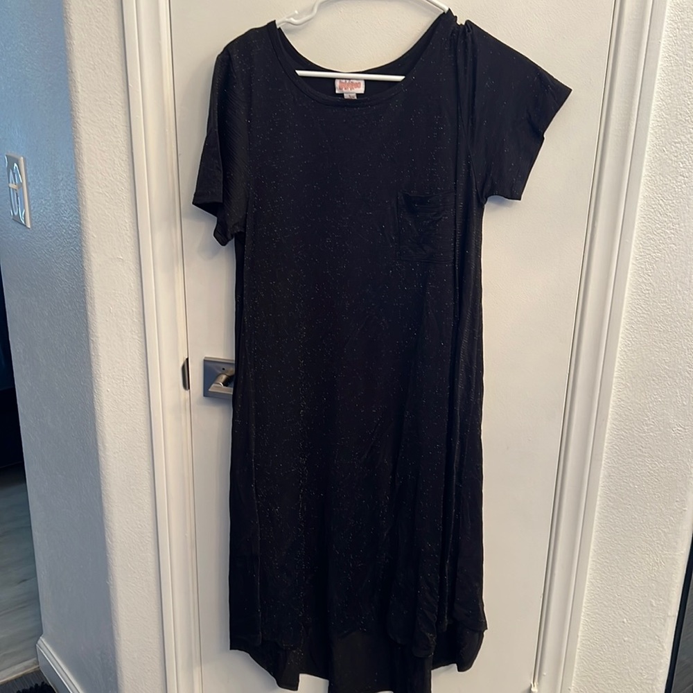 Black with gold glitter lularoe Carly Elegance collection.